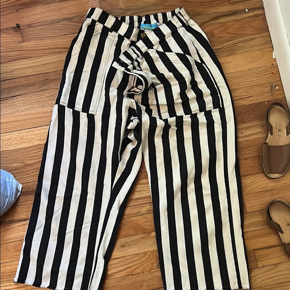 Big Bud Press Black and White Striped Ankle Jeans